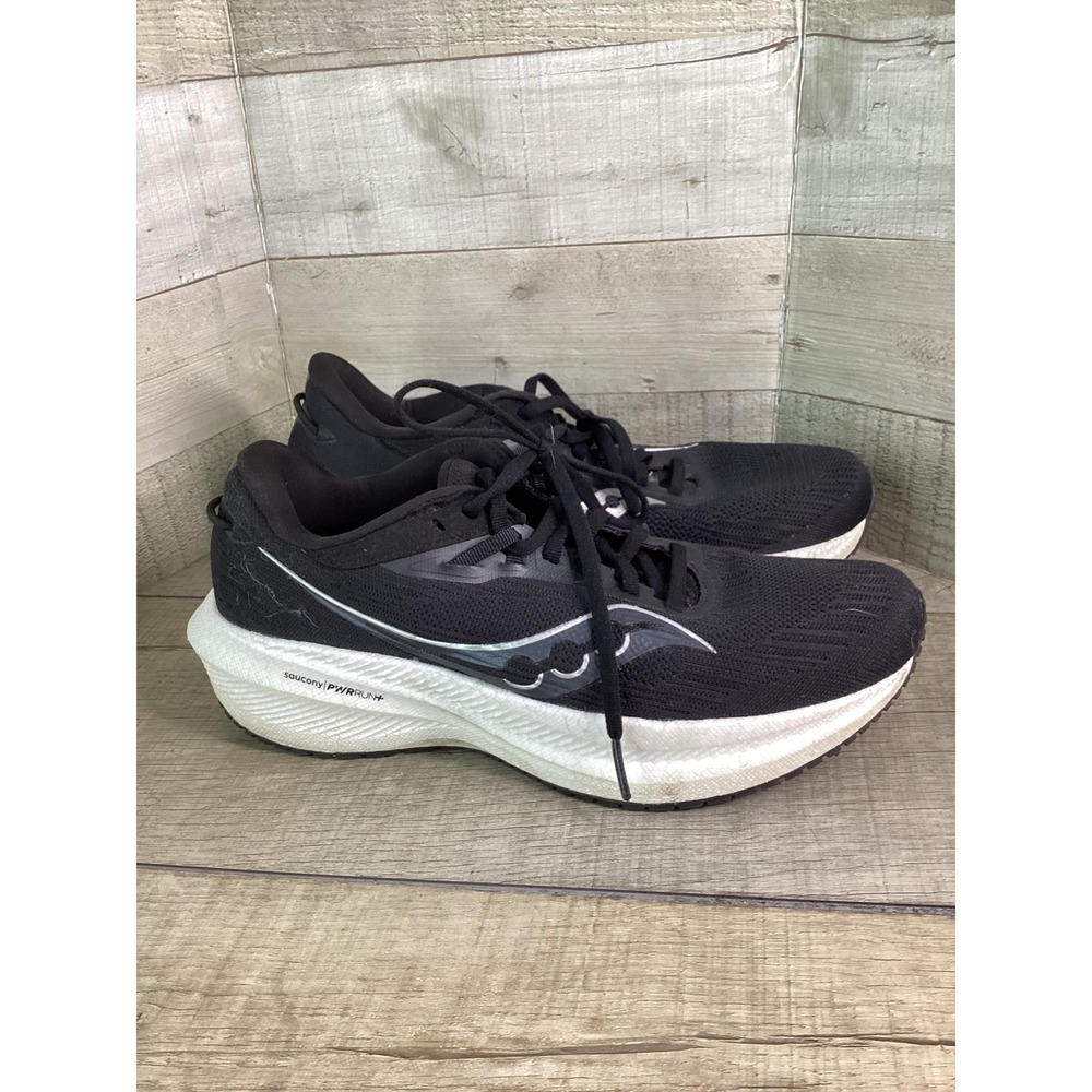 Saucony Triumph 21 Womens 9 Running Shoes Black White PWRRUN+ 10881-10